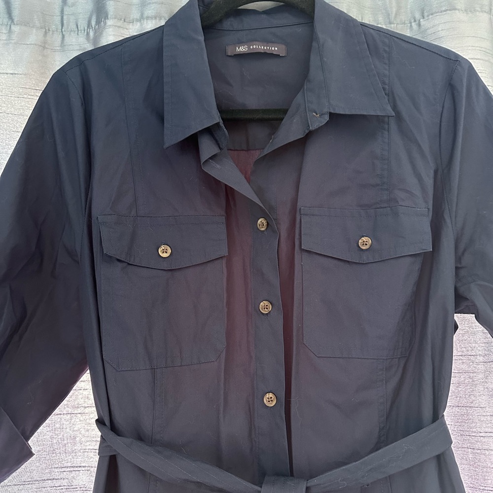 Marks&Spencer navy blue midi shirt dress